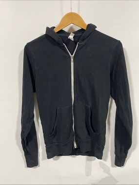 Apple Black Zip-Up Hoodie with Hood